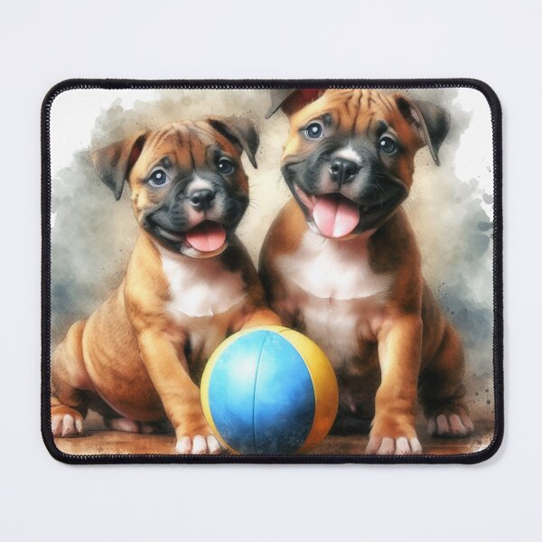 Item preview, Cute Staffy Puppies Best Friends with Ball designed and sold by MaedK.