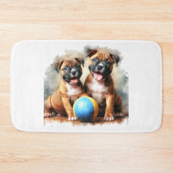 Item preview, Cute Staffy Puppies Best Friends with Ball designed and sold by MaedK.