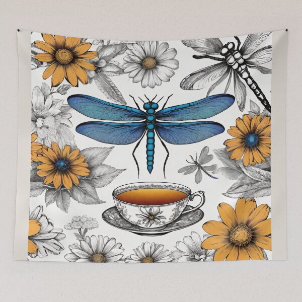 Item preview, **Dragonfly Tea Party Design | Whimsical Nature-Inspired Artwork** designed and sold by CallisC-Arts.