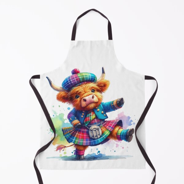 Item preview, Cute Scottish Highland Cow Highland Dancing Colorful Fun Watercolor designed and sold by MaedK.