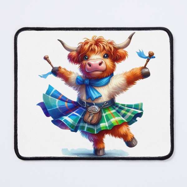 Item preview, Cute Scottish Highland Cow Highland Dancing Colorful Fun Watercolor designed and sold by MaedK.