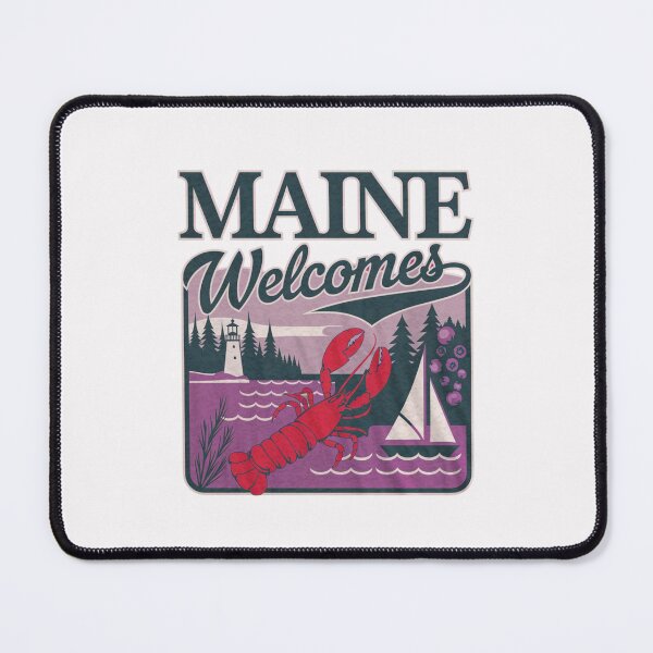 Item preview, Maine Welcomes Flag Map Lighthouses, lobsters, Atlantic designed and sold by AnimalsDH305.