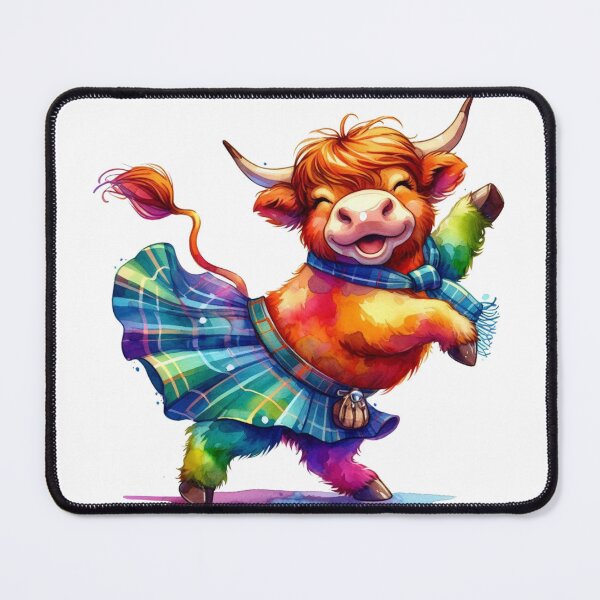 Item preview, Cute Scottish Highland Cow Highland Dancing Colorful Fun Watercolor designed and sold by MaedK.