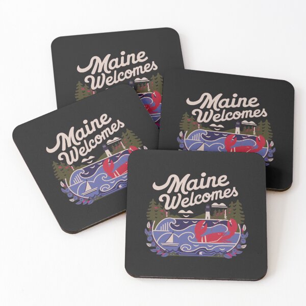 Item preview, Maine Welcomes Flag Map Lighthouses, lobsters, Atlantic  designed and sold by AnimalsDH305.