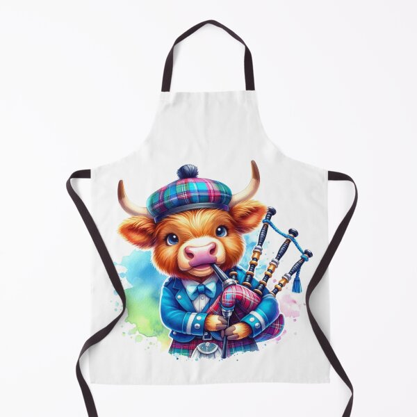 Item preview, Cute Scottish Highland Cow Bagpiper Colorful Fun Watercolor designed and sold by MaedK.