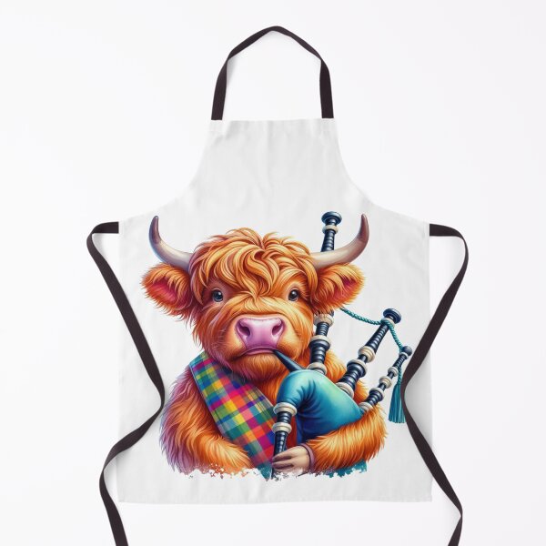 Item preview, Cute Scottish Highland Cow Bagpiper Colorful Fun Watercolor designed and sold by MaedK.