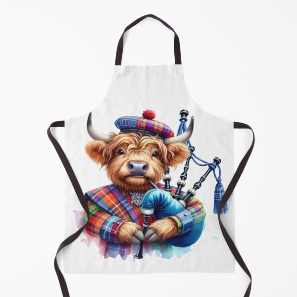 Item preview, Cute Scottish Highland Cow Bagpiper Colorful Fun Watercolor designed and sold by MaedK.