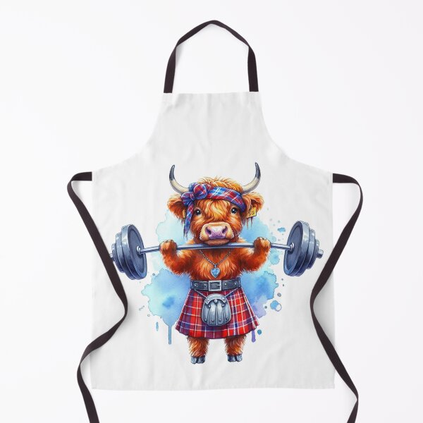 Item preview, Cute Scottish Highland Cow Weightlifting Colorful Fun Watercolor designed and sold by MaedK.