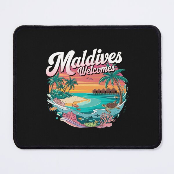 Item preview, Maldives Welcomes Flag Map Atolls, turquoise water designed and sold by AnimalsDH305.