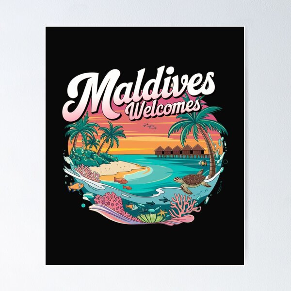 Item preview, Maldives Welcomes Flag Map Atolls, turquoise water designed and sold by AnimalsDH305.