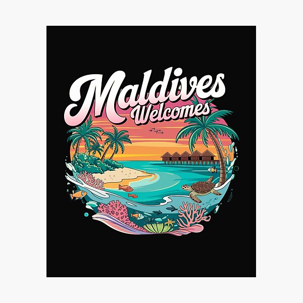 Item preview, Maldives Welcomes Flag Map Atolls, turquoise water designed and sold by AnimalsDH305.