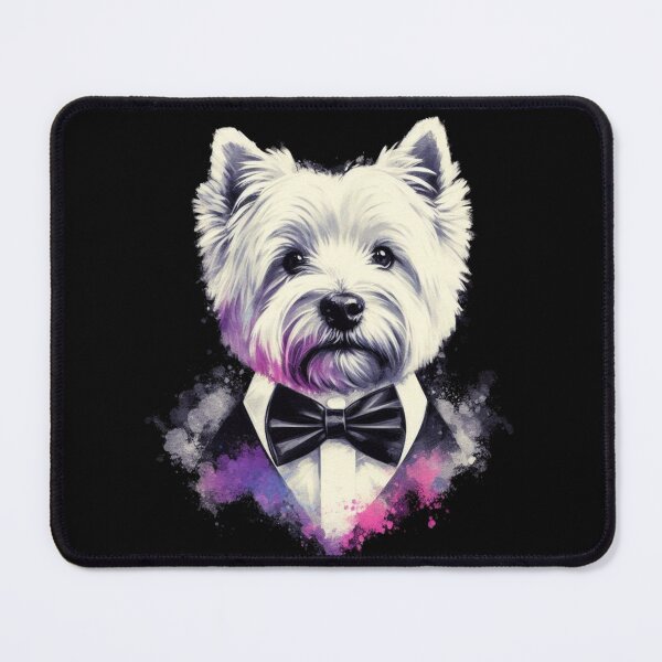 Item preview, Cute White West Highland Terrier Westie Wearing a Tux and Bow Tie Watercolor Portrait designed and sold by MaedK.