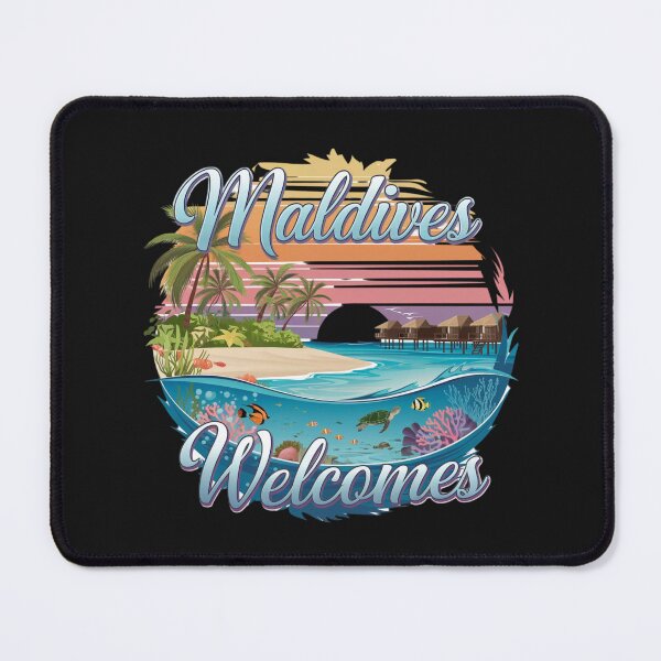 Item preview, Maldives Welcomes Flag Map Atolls, turquoise water designed and sold by AnimalsDH305.