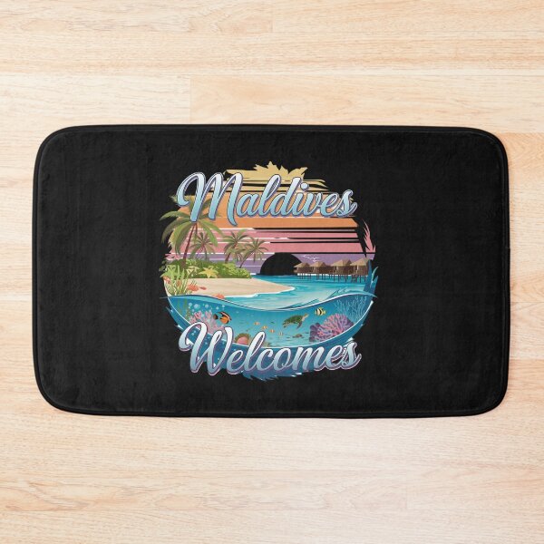Item preview, Maldives Welcomes Flag Map Atolls, turquoise water designed and sold by AnimalsDH305.