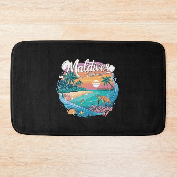 Item preview, Maldives Welcomes Flag Map Atolls, turquoise water designed and sold by AnimalsDH305.