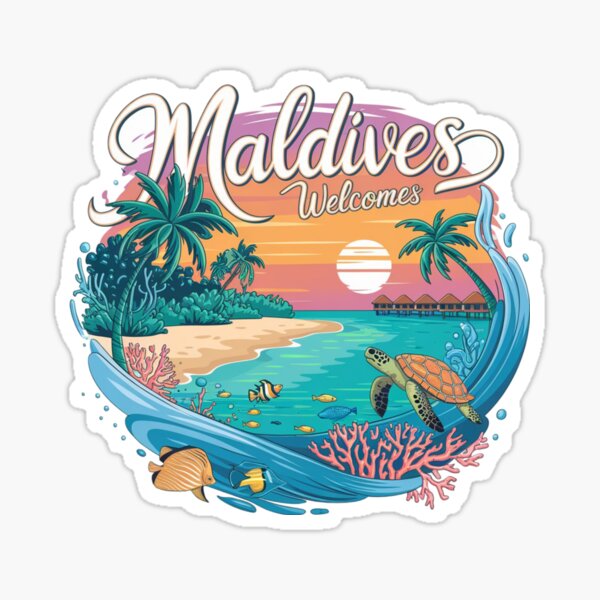 Item preview, Maldives Welcomes Flag Map Atolls, turquoise water designed and sold by AnimalsDH305.