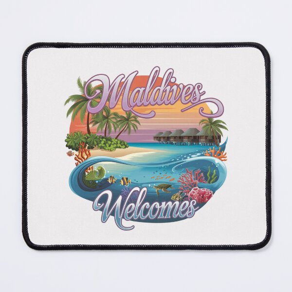 Item preview, Maldives Welcomes Flag Map Atolls, turquoise water designed and sold by AnimalsDH305.