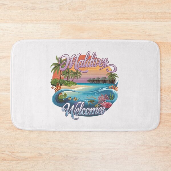 Item preview, Maldives Welcomes Flag Map Atolls, turquoise water designed and sold by AnimalsDH305.
