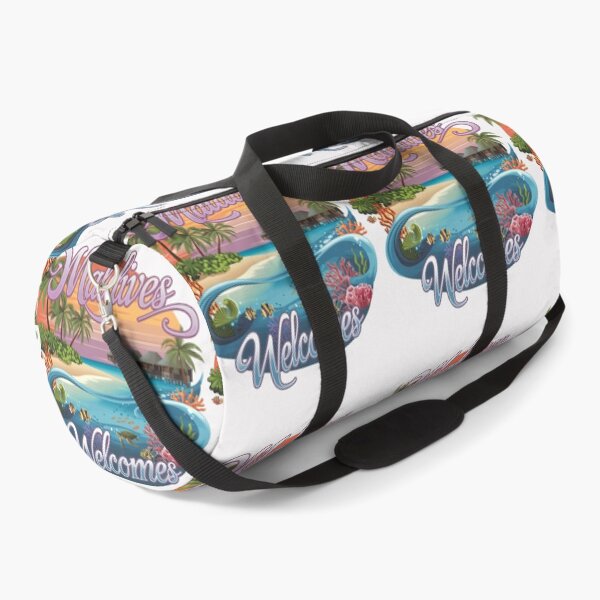 Item preview, Maldives Welcomes Flag Map Atolls, turquoise water designed and sold by AnimalsDH305.