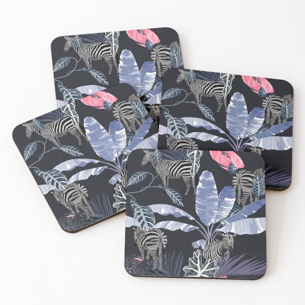 Item preview, Tropical floral abstract blue violet leaves and plants, zebra wildlife animal floral seamless pattern. designed and sold by MatyKotiv.