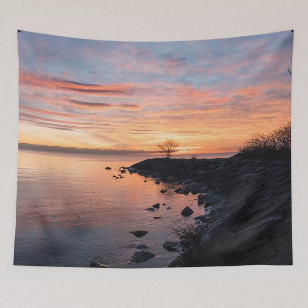 Item preview, Calm Peninsular Sunrise with Bare Branch Trees designed and sold by Georgia Mizuleva.