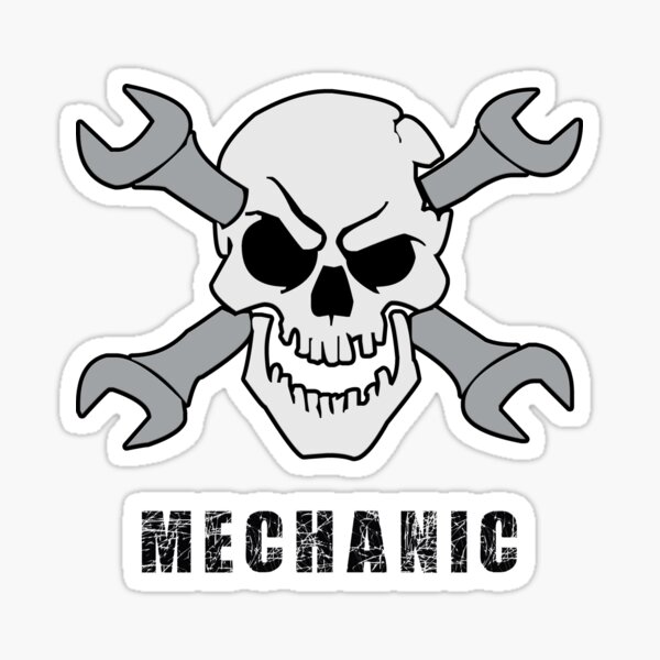 Sticker Decals skull service moto repair mechanic with helmet and st7 227X8 