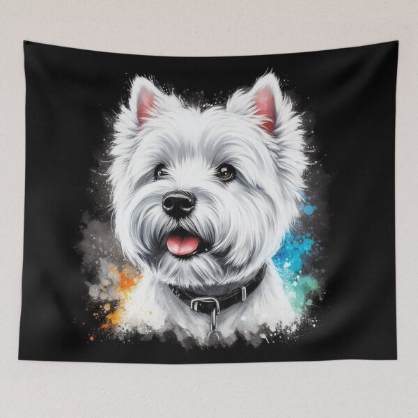 Item preview, Cute Colorful White West Highland Terrier Westie Watercolor Portrait designed and sold by MaedK.