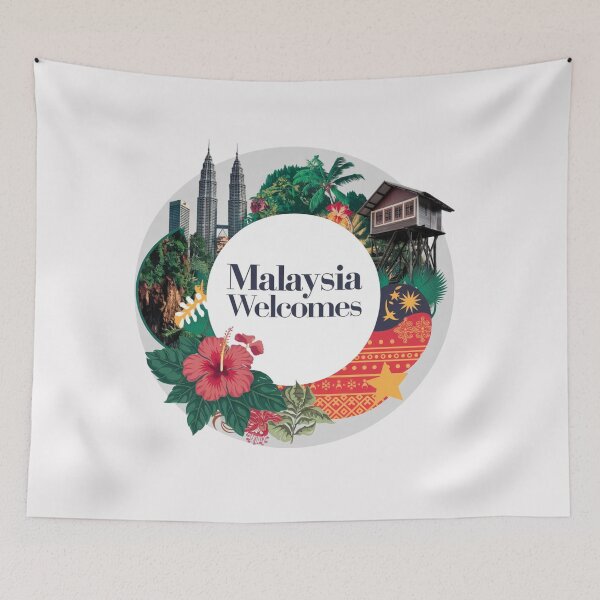 Item preview, Malaysia Welcomes Flag Map Kuala Lumpur, towers , Penang designed and sold by AnimalsDH305.