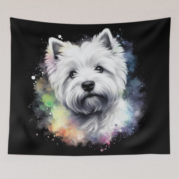 Item preview, Cute Colorful White West Highland Terrier Westie Watercolor Portrait designed and sold by MaedK.