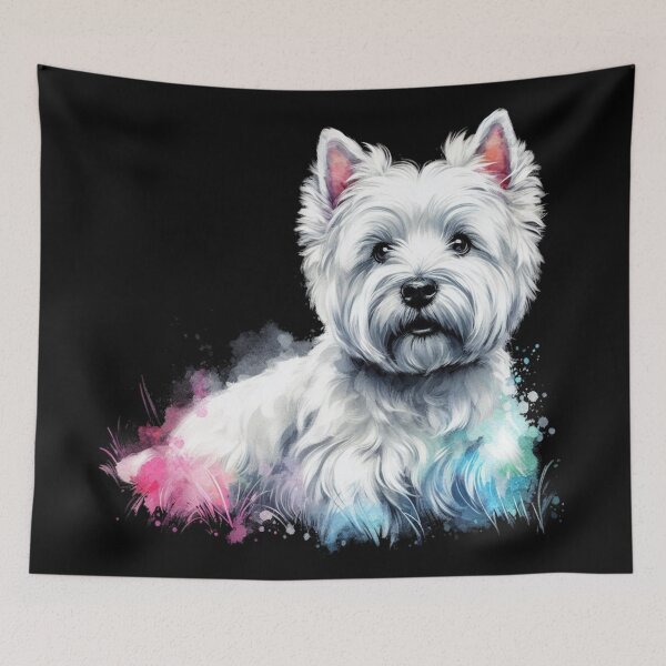 Item preview, Cute Colorful White West Highland Terrier Westie Watercolor Portrait designed and sold by MaedK.