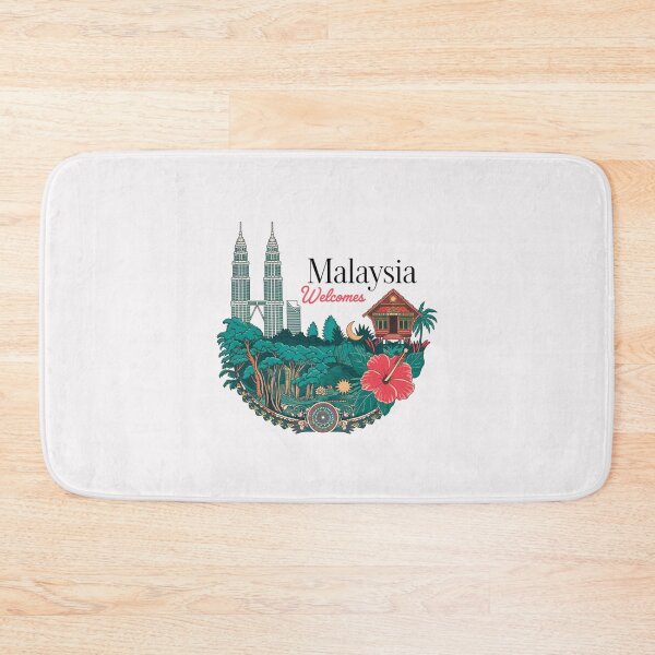 Item preview, Malaysia Welcomes Flag Map Kuala Lumpur, towers , Penang designed and sold by AnimalsDH305.