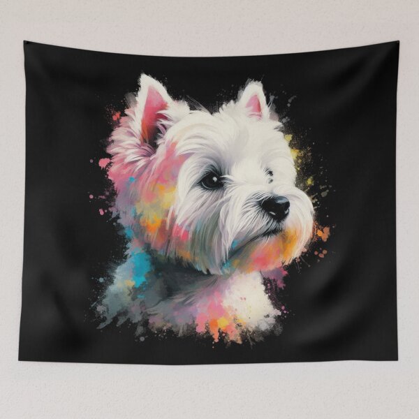 Item preview, Cute Colorful White West Highland Terrier Westie Watercolor Portrait designed and sold by MaedK.