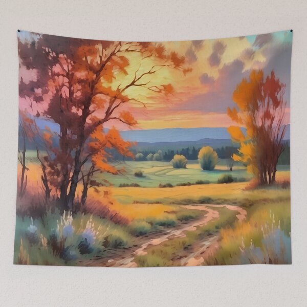 Item preview, Vintage Impressionist Landscape: Countryside Path in Late Summer Sunset | Impressionism | Landscape Artwork designed and sold by UnhingedBird.
