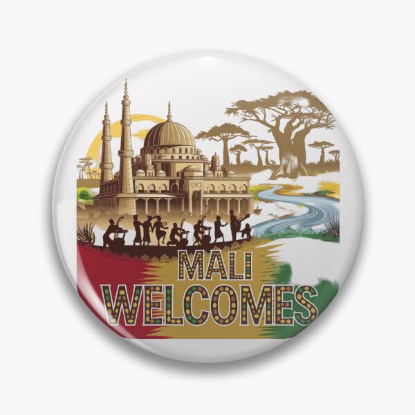 Item preview,  Mali Welcomes Flag Map Timbuktu, Bamako, Niger River designed and sold by AnimalsDH305.