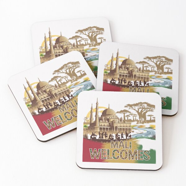 Item preview,  Mali Welcomes Flag Map Timbuktu, Bamako, Niger River designed and sold by AnimalsDH305.