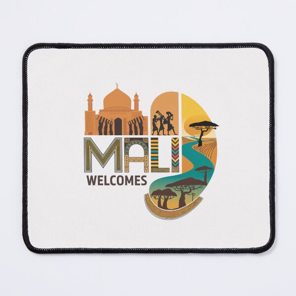 Item preview, Mali Welcomes Flag Map Timbuktu, Bamako, Niger River designed and sold by AnimalsDH305.