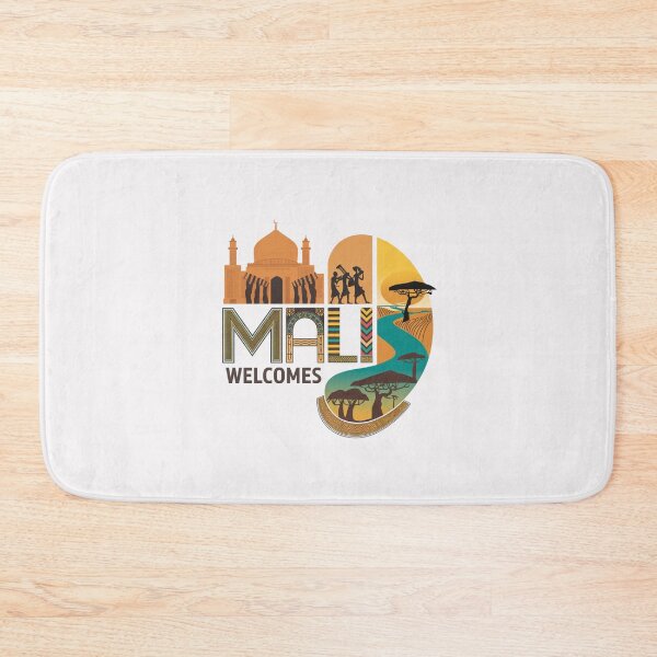 Item preview, Mali Welcomes Flag Map Timbuktu, Bamako, Niger River designed and sold by AnimalsDH305.