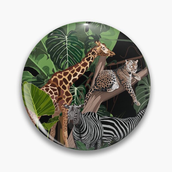 Item preview, Tropical wild animals, flamingo, zebra, giraffe, leopard jaguar Savannah cat sleeping on a tree and palm trees, banana tree. designed and sold by MatyKotiv.