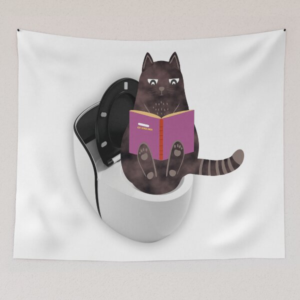 Item preview, Cat is study in bathroom designed and sold by Artist300DPI.