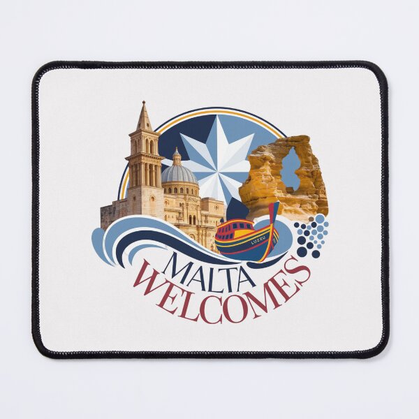 Item preview, Malta Welcomes Flag Map Valletta, Gozo, Comino, Mdina designed and sold by AnimalsDH305.
