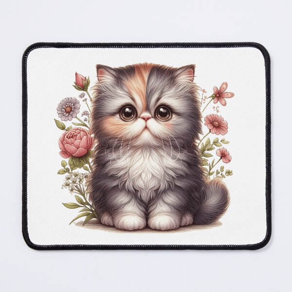 Item preview, Adorable fluffy kitten with flowers designed and sold by nicnacc.