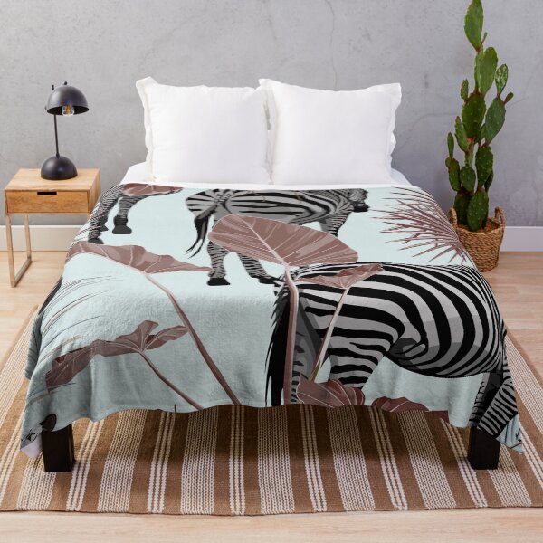 Item preview, Tropical floral leaves, brown palm banana plant and leaves, zebra wildlife animal floral seamless pattern. designed and sold by MatyKotiv.