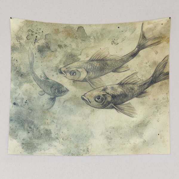 Item preview, Fish in an Aquarium Watercolor Sketch designed and sold by Sketch-Shack.