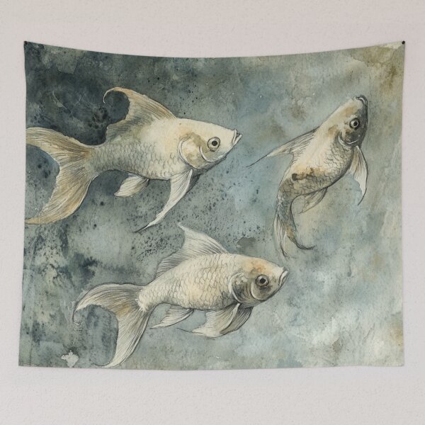 Item preview, Fish in an Aquarium Watercolor Sketch designed and sold by Sketch-Shack.