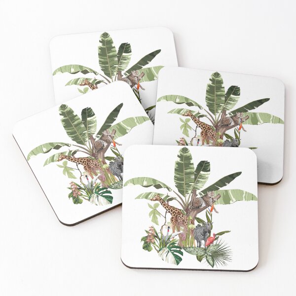 Item preview, Jungle plants, cartoon animals leopard, giraffe, zebra. designed and sold by MatyKotiv.