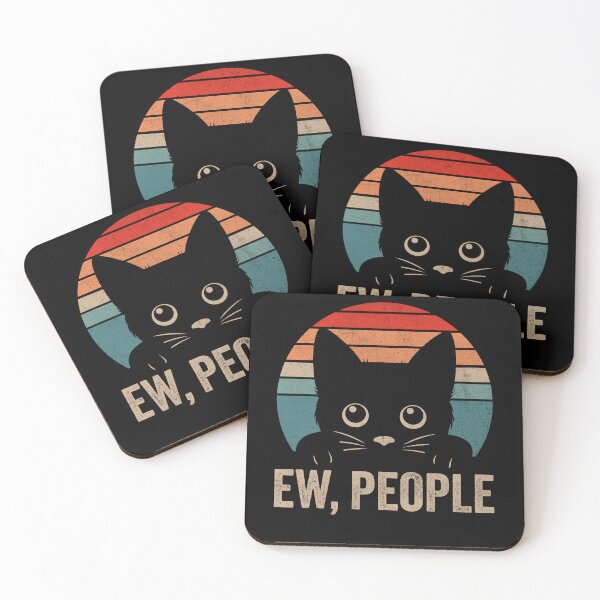 Item preview, Ew People Funny Introvert Gift - Retro Black Cat designed and sold by PrintCrafting.