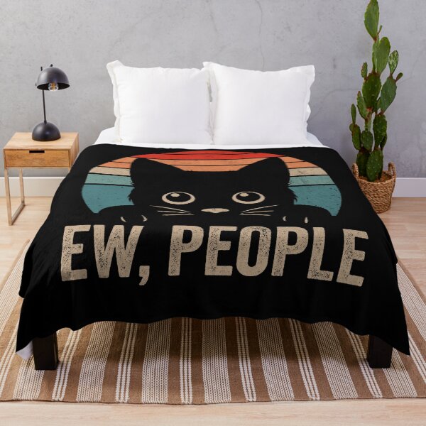 Item preview, Ew People Funny Introvert Gift - Retro Black Cat designed and sold by PrintCrafting.