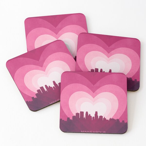 Item preview, Minneapolis Minnesota Skyline Hearts Pink designed and sold by ArtPrints.