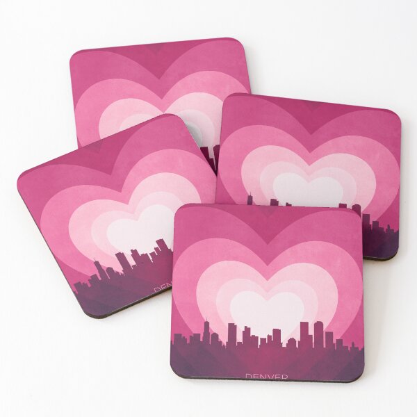 Item preview, Denver Colorado Skyline Hearts Pink designed and sold by ArtPrints.