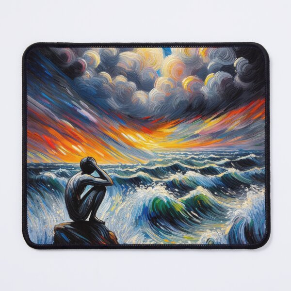 Item preview, Abstract Ocean Sunset with Expressive Faces designed and sold by MarinaFila.